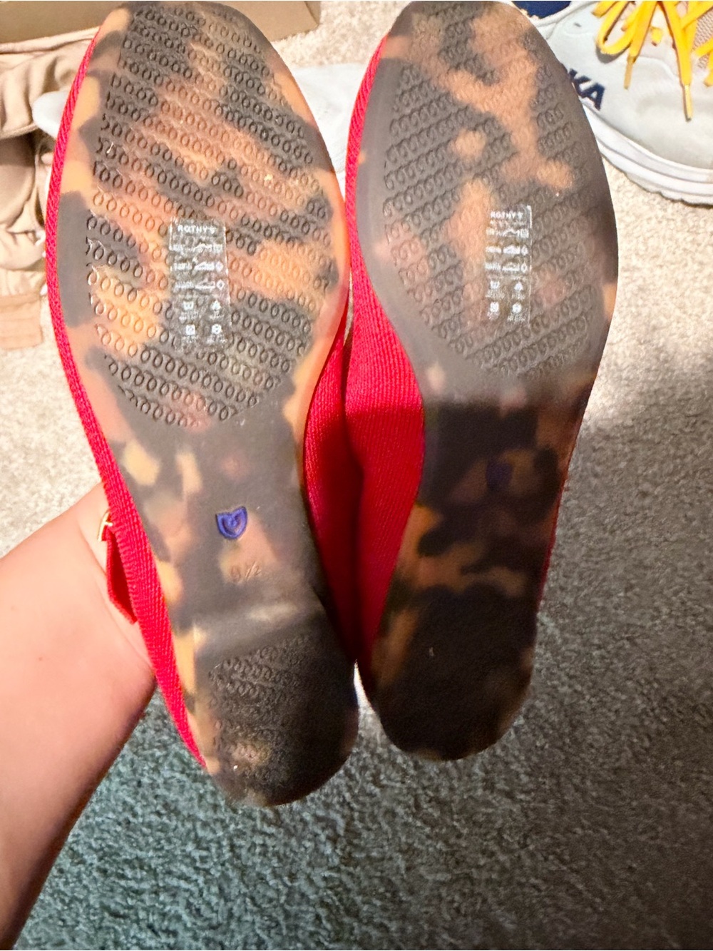 Rothy's Red T-Strap Knit Flats with Buckle - Picture 4 of 4